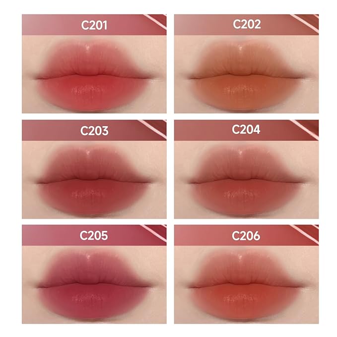 Hydrating Lip Serum Cream, Longlasting Moisturizing, Lightweight Lip Gloss, Semi-Matte Lipstick with Vitamin E, Crithmum Maritimum Essential oil, C206
