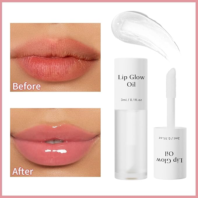 Hydrating Lip Glow Oil - Tinted Moisturizing Lip Gloss Plumping Non-Sticky Long-Lasting Shiny Fruit Flavor Lip Stain, 0.10 Fl Oz (Coconut)
