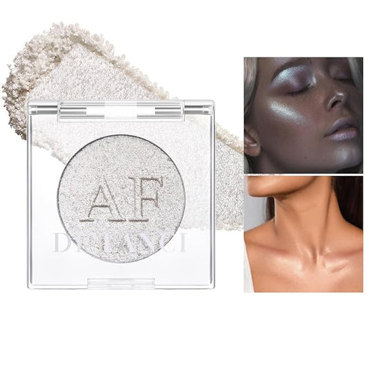 Highlighter Makeup Palette, Long Lasting New Formula, Pearlescent Silver-White Shimmer, Sheer Base, Ideal for Face and Body Contour and Cheek Highlight (#06) Silver White Pearlescent Shimmer