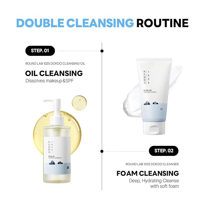 ROUND LAB 1025 Dokdo Cleansing Oil | Fresh and light oil cleanser for all skin types, Amazing blackhead removal, Dissolve impurities and increase moisture retention, Alcohol-Free (6.76fl.oz)
