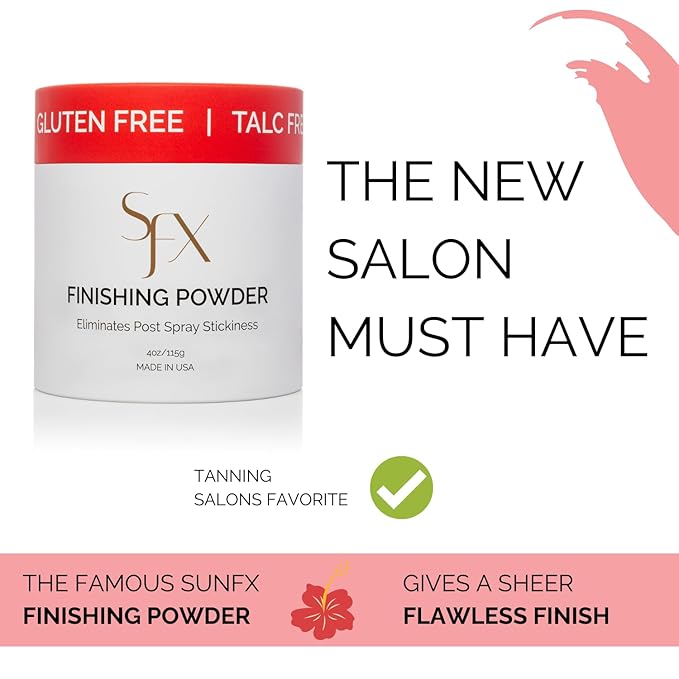 SunFX Post Spray Tan Translucent Finishing Powder | Talc Free | Sunless Tanning Powder with Large professional Fan Brush | Tropical Burst