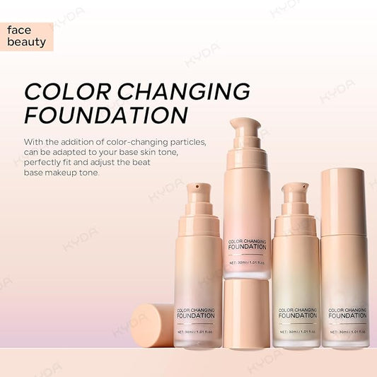 KYDA Color Changing Foundation, Color Correcting CC Cream with Centella, Skin Corrector Foundation for All Skin Tone, Multiuse Face Concealer, Lightweight Non-Greasy, Hydrating, Sheer Coverage