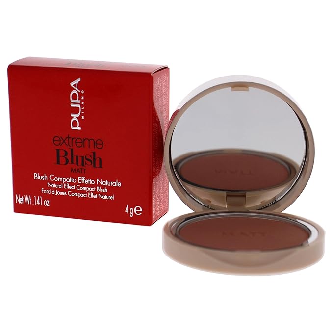 PUPA Milano Extreme Blush Matt - Lightweight - Pure Matte Color - Fresh And Natural Effect - Ultra Soft Texture Merges Perfectly With Skin - Suitable For All Skin Types - 005 Rose Brown - 0.141 Oz