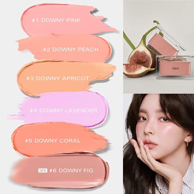 BBIA Ready To Wear Downy Cheek Cream Blush 2P Set (01 DOWNY PINK + 06 DOWNY FIG) / Blendable and Lightweight Cheek Makeup, Highly Pigmented with Long Wearing Formula