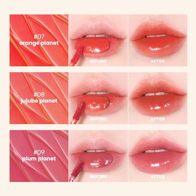 New Planet Tint | Clear Glow Tint Non-Sticky Lightweight Hydrating Long-Lasting Shine High Pigmented Volumizing Moisturizing Natural Lip Stain (#01 Cherry Balance, 4.1g)