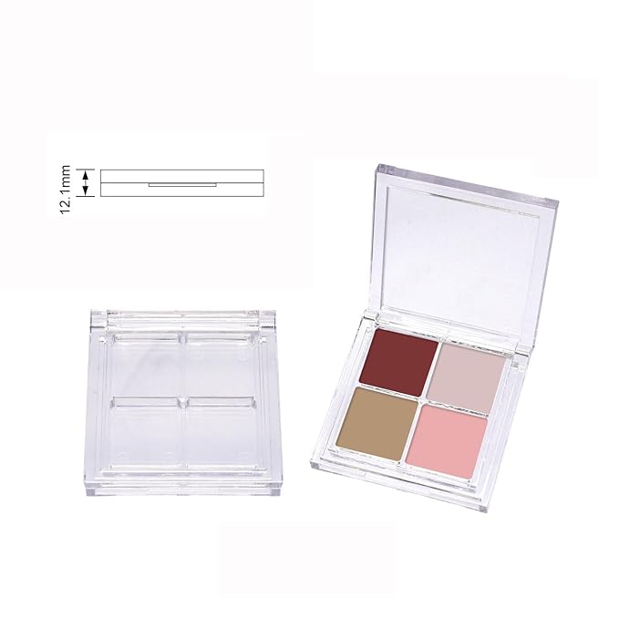 VASANA 2PCS Empty Eyeshadow Palette 4 Grids Plastic Eye Make Up Container Palette Refillable Small Makeup Palette Lipstick Compact Containers Cosmetic Sample Storage Cases