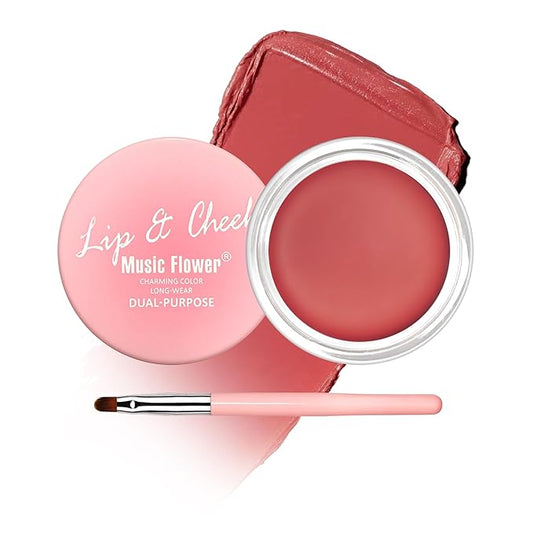 Cream Blush for Cheeks, Lips and Eyes, Natural-Looking, Long-Lasting Face Makeup, Moisturizing Formula Waterproof Blendable Color Blush (Morning Dew Rose)