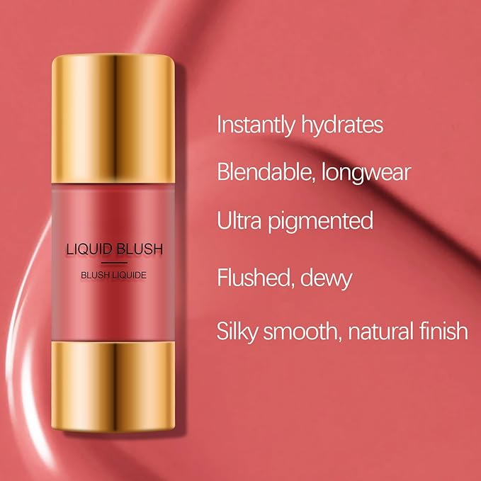 Boobeen Liquid Blush Stick for Cheeks Velvet Cream Blush Makeup, Blendable Blush Color, Matte Soft Creamy Face, Lightweight Natural Dewy Finish