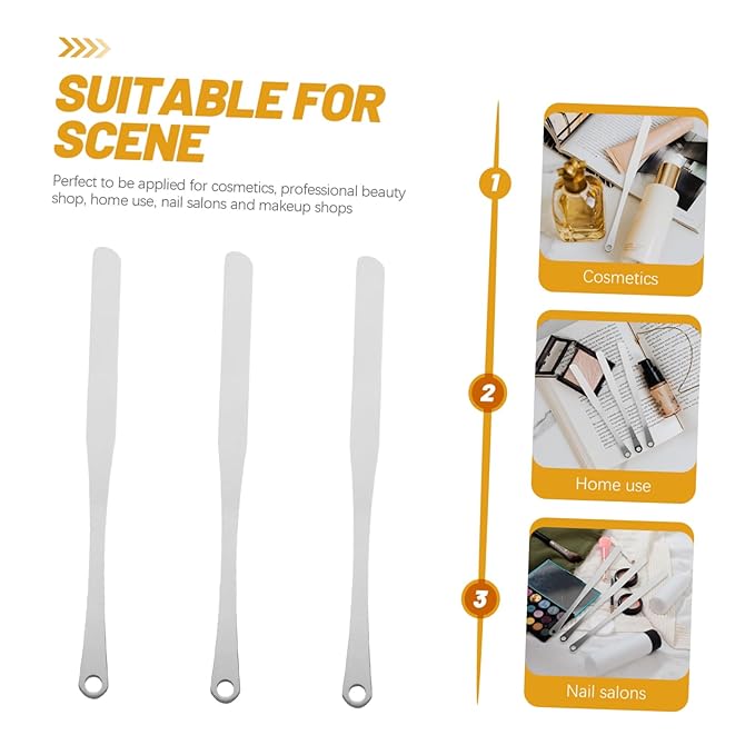 FRCOLOR 3pcs Tool Powder Foundation Blenders Metal Spatula Korean Makeup Scraper Palette for Makeup Cosmetic Mixing Spatula Makeup Spatula Mixer Beauty Spatula Stirring Rod Stainless Steel