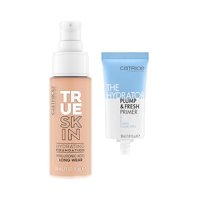 Catrice | True Skin Foundation 18 & The Hydrator Plump & Fresh Primer Bundle | Full Coverage Makeup | Vegan & Cruelty Free