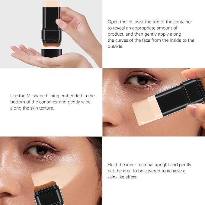 Foundation Stick with Brush, SPF 50, Hydrating Anti Wrinkle Non-Sticky Matte Finish Sun Protection for Face and Body, Long-lasting Travel Size Korean Skin Care Sun Stick (Light, 0.71oz)