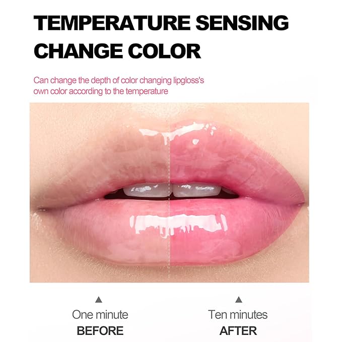 4 Pcs Fruit Color Changing Lip Gloss Lipstick Set,Temperature Color Changing Lip Oil Tinted Lip Stain Lip Balm, Long Lasting Moisturizing Lip Glow Oil for Lip Care, Coconut Strawberry Orange Apple