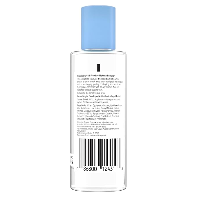 Neutrogena Gentle Oil-Free Eye Makeup Remover & Cleanser for Sensitive Eyes, Non-Greasy Makeup Remover, Waterproof Mascara Remover, Dermatologist & Ophthalmologist Tested, 3.8 fl. oz