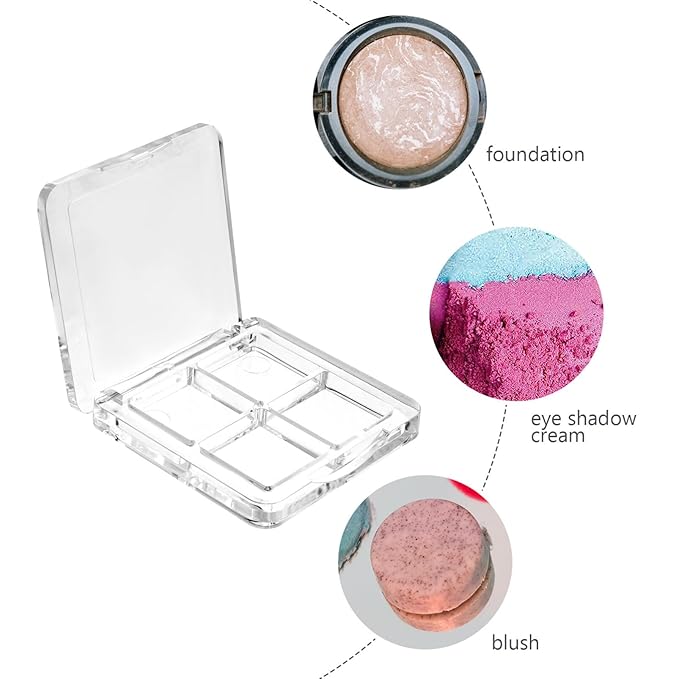 Beaupretty 2PCS Empty Makeup 4 Grids DIY Blush Lipstick Eyeshadow Powder Dishes Boxes Tray Holder for Women Girls Makeup Mixing Tray Magnetic Travel Containers