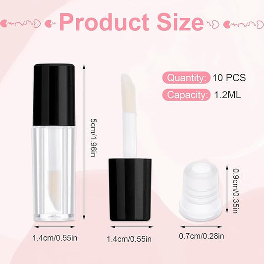 10pcs Empty Lip Gloss Tubes With Wand 1.2ml Clear Mini Refillable Lip Gloss Containers Lip Balm Bottles For Lipstick Samples Diy Makeup Lipgloss Making Kit