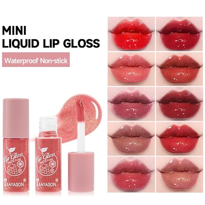 10 Color Lip Stain Set, Plumping Mini Liquid Lipstick, Korean Lip Gloss, Long Lasting, Non-Stick, Waterproof, High Pigment, Vivid Color Lip Tint Makeup