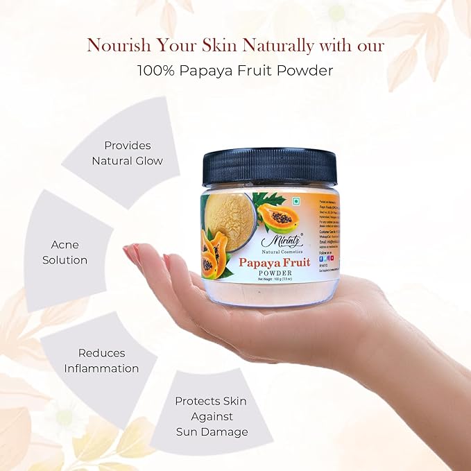 100% Natural Papaya Powder for Skincare | (3.5 Oz) Herbal Natural Fruit Powder for Cosmetics - Face & Skin | Dried Papaya Powder Mix for Papaya Cream | Fruit Fresh Powder for Glowing Skin