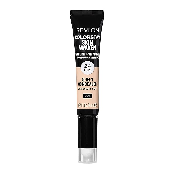 Revlon ColorStay Skin Awaken 5-in-1 Concealer, Lightweight, Creamy Longlasting Face Makeup with Caffeine & Vitamin C, For Imperfections, Dark Circles & Redness, 003 Cool Ivory, 0.27 Fl Oz