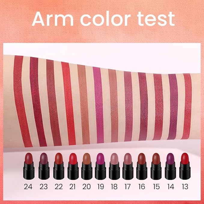 12 Capsule Pills Lipstick Mini Lip Stick Packs Matte Lip Stick Bundles For Women,Dark Sexy Red Brown Nude Mini Matte Lipstick Makeup Lip Liner labiales mate 24 horas originales (Set02, 12pcs set)