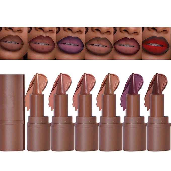 6 Colors 2 in 1 Gradient Lip Liner and Lipstick Lip Combo Set, Matte Nude Dark Brown Coffee Lip Liner Creamy Lip Pencil Crayon, High Pigmented Long lasting Lipstick Makeup Gifts for Women