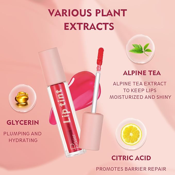 Water Lip Tint Stain, Long-Lasting Lip Tint for All-Day Wear, Moisturizing, Weightless and Non-sticky (06)
