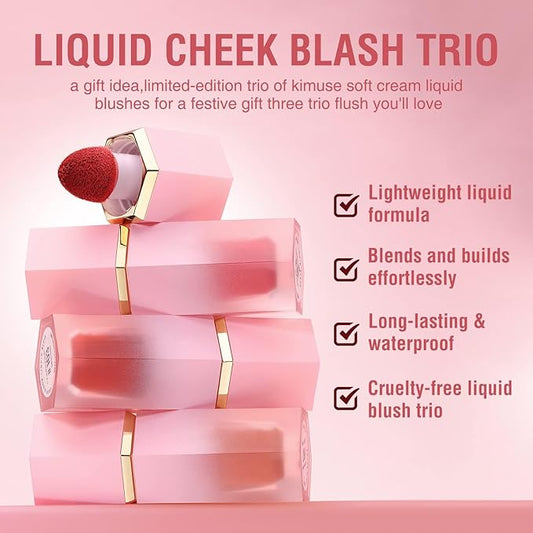 Cheek Gel Cream Liquid Blush Makeup, Soft Lightweight Breathable Feel, Long-Wearing, Smudge Proof, Natural-Looking, Skin Tint Blush Makeup (#104 RISKY BUSINESE)