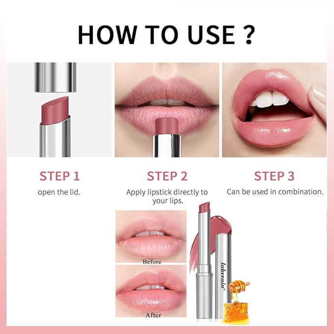 Tinted Lipstick Pink Honey, Hydrating Sheer Formula Lip Balm, Natural Glossy Finish (Pink honey, 1 PC)