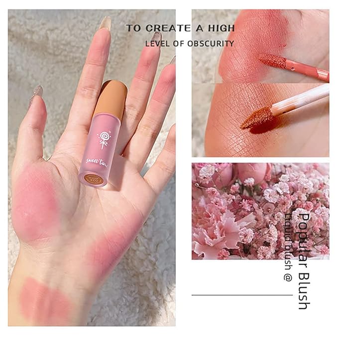 Cream Liquid Blush, Velvet Mousse Texture Matte Liquid Blush Makeup, Long Lasting Waterproof, Used for Cheeks to Enhance Complexion Create Natural-Looking Makeup (Rose Tea)