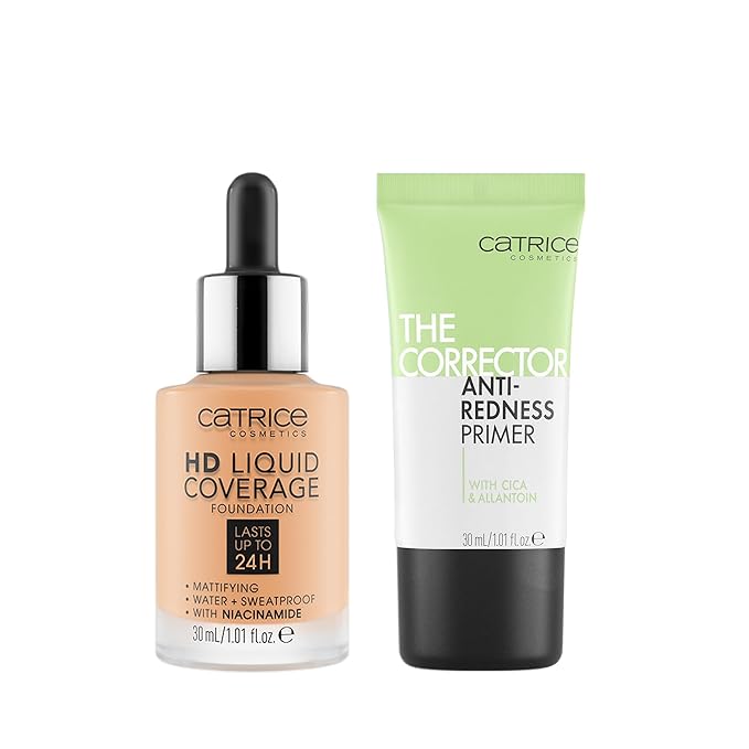 Catrice | HD Foundation 37 & The Corrector Anti-Red Primer| Full Coverage Makeup | Vegan & Cruelty Free