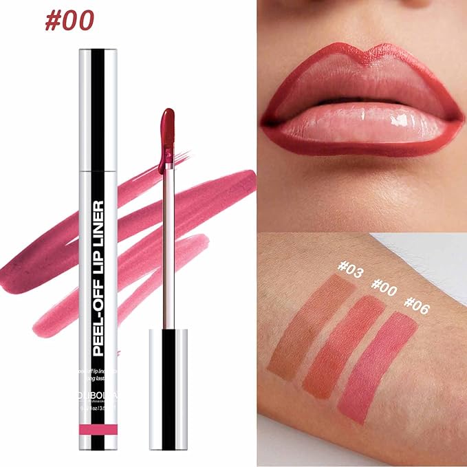 3Pcs Lip Stain Peel Off Set,Peel Off Lip Liner Stain,Matte Lip Liner Tattoo Long Lasting Waterproof Transferproof Lip Stains for Women Peel Off