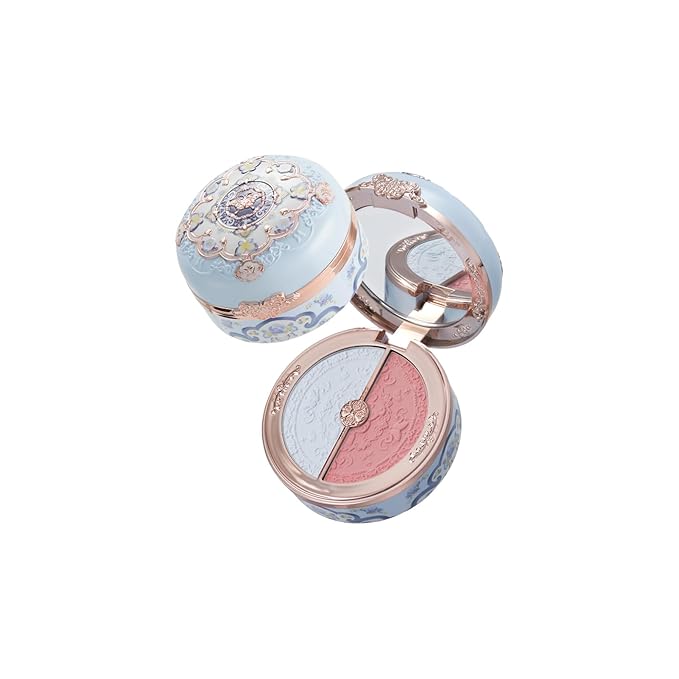 Flower Knows Butterfly Cloud Collar Rouge Box Highlighting & Blush Duo Powder 02 Seaborne Moon+Butterfly Cloud Collar Angled Powder Brush Frosty Wisteria
