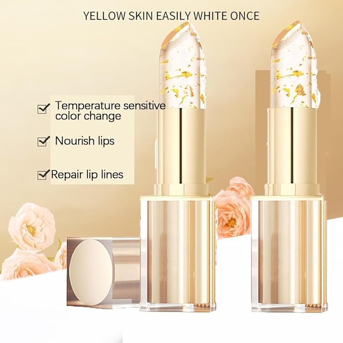 Gold Crystal Ph Color-Changing Lip Balm, Warming Brightening Lip Balm, 24-hour Long-lasting Moisturizing and brightening Women's Lip Gloss (red)