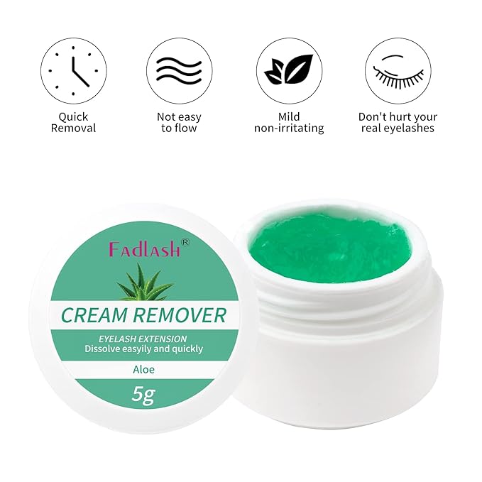 Lash Remover for Professional Eyelash Extensions Dissolves Powerful Cream Lash Remover Low Irritation Lash Extension Remover Eyelash Glue Remover for Salon 5g (Aloe)