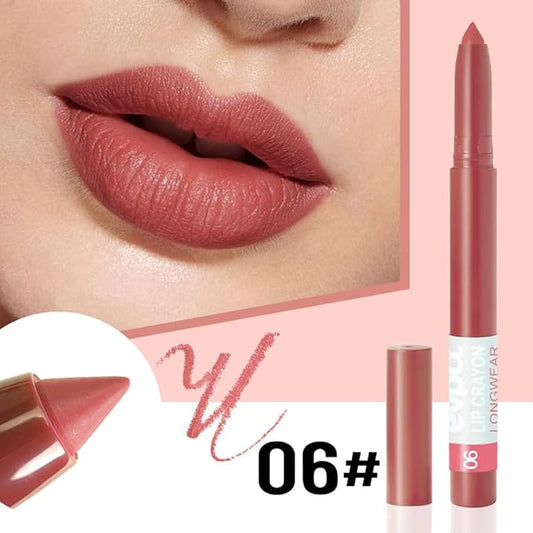 evpct Red Brown Lip Liner Crayon Pencils Set for Women, Matte Lip Stick Crayon Long Lasting, Lips Pencil Liner and Lipstick set, Lipliner Pencil, 24 Hours Long Wearing Lipstick, Built-in Sharpener 06