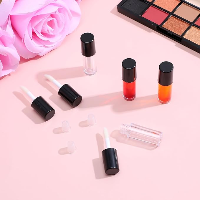 10pcs Empty Lip Gloss Tubes With Wand 1.2ml Clear Mini Refillable Lip Gloss Containers Lip Balm Bottles For Lipstick Samples Diy Makeup Lipgloss Making Kit