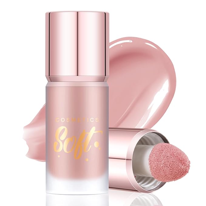 Boobeen Soft Liquid Blush Makeup for Cheeks, Lightweight and Buildable, Thin Cheek Makeup Stick for Natural Flush Color, Cream Blush Easy to Blend, With Build in Brush