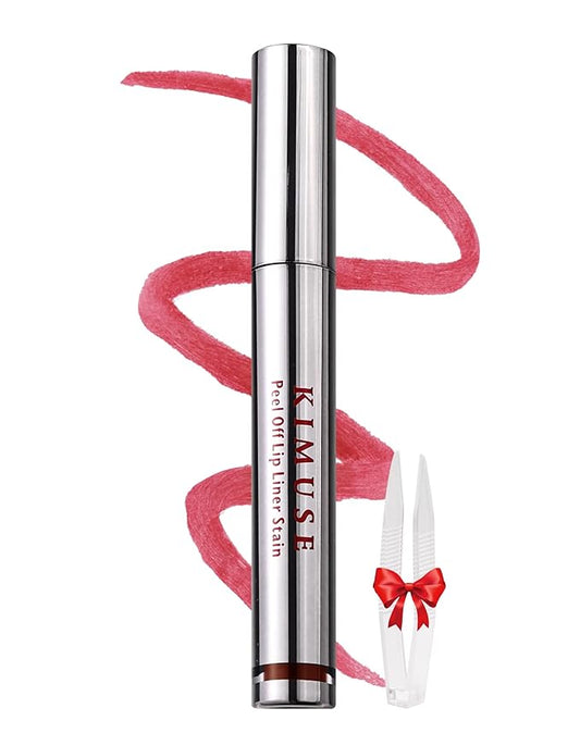 KIMUSE Lip Stain Peel Off, Lip Stain & Liner All In One, Peel Off Lipstains With Tweezer, Waterproof, Long Lasting, Natural Matte Finish