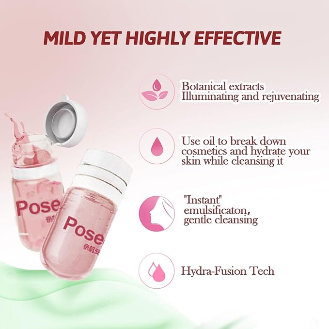 Mini Makeup Remover Cleansing Oil – Travel-Size for All Skin Types, Quick-Rinsing & Non-Greasy for Waterproof Portable Makeup (1, Rose)