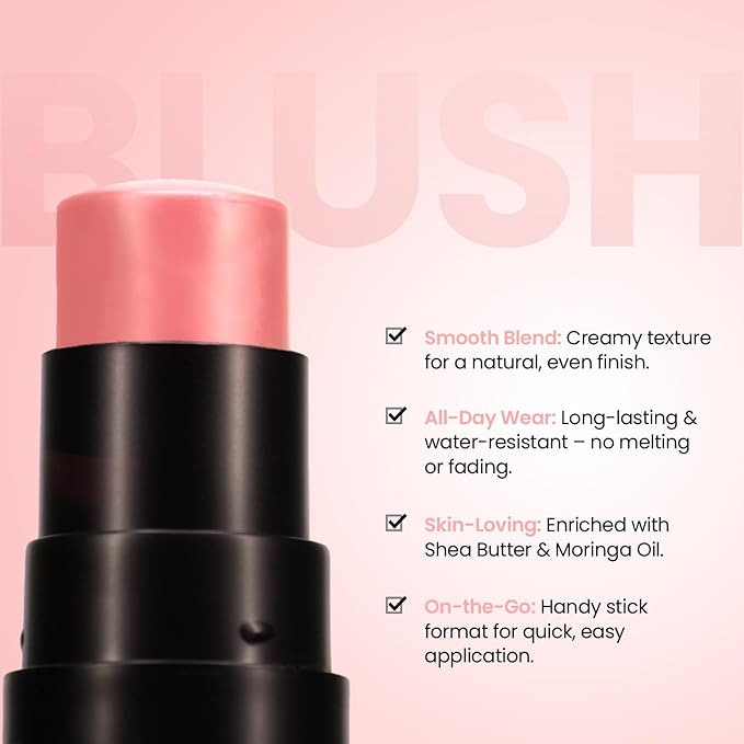 Blush Stick For Women - Pretty In Pink Blusher Highlighter Blush Stick For Cheeks Matte Finish Waterproof And Long Lasting Blusher, Face Makeup 1 count (Pack of 1)