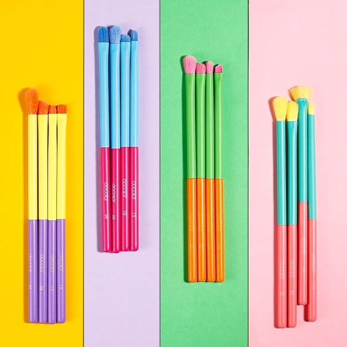 Docolor 16Pcs Colorful Eye Makeup Brushes Set + 48 Colors BOOM Eeyshadow Palette Pigmented Matte Shimmer Metallic Blendable Soft Cream Powder Makeup Eye Shadow Palettes
