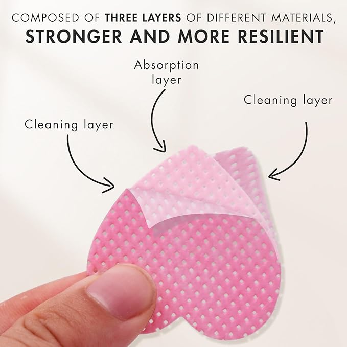 1000 Pcs Lint Free Nail Wipes Eyelash Extension Glue Wipes Non-Woven Fabric Lash Glue Nail Polish Remover Supplies (Pink)