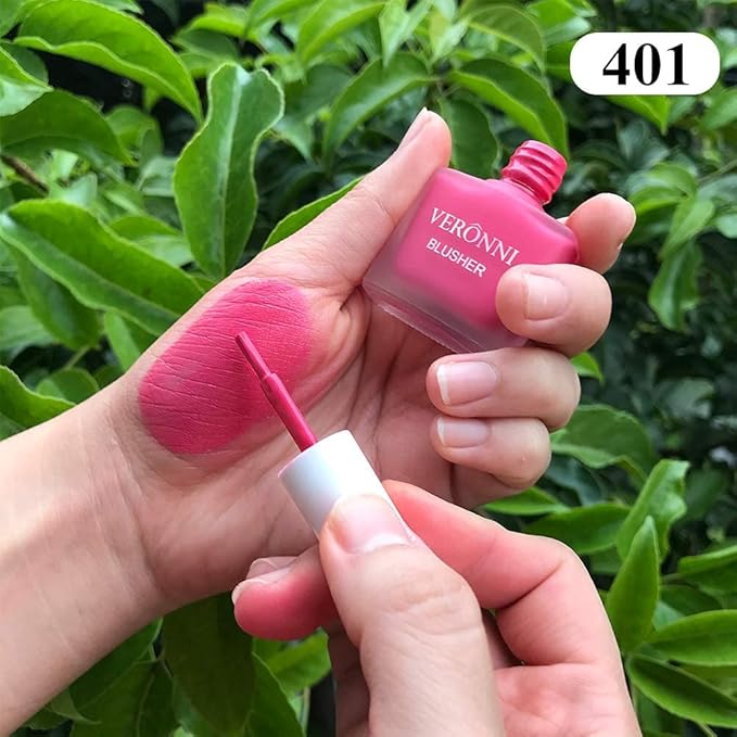 VERONNI Shimmer Fruit Juice Liquid Blusher, Long Lasting Lightweight Moisturizing Cheek Blush,No stimulation Brighten Skin Color Natural Waterproof Cream Blush 401