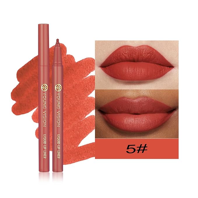YOUNG VISION Gourd-Shaped Precision Liquid Lipstick & Lipliner - Nude Matte Perfection
