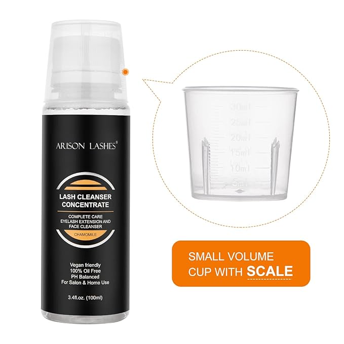 Eyelash Foaming Cleanser Concentrate - 100ml Non-Irritating Lash Extensions Shampoo for DIY Care - Makes 20 Bottles of 60ml Chamomile Lash Cleansers