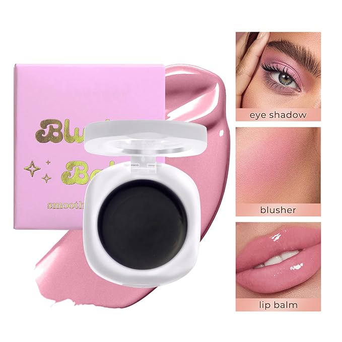 Color Changing Blush,Magical Temperature Change Powder Blusher Cream For Cheeks ,Eyes And Lips Tint Makeup,Lasting Moisturizing Rouge, Brightening, High Gloss Black Powder Blusher Cream (#02 Rose)