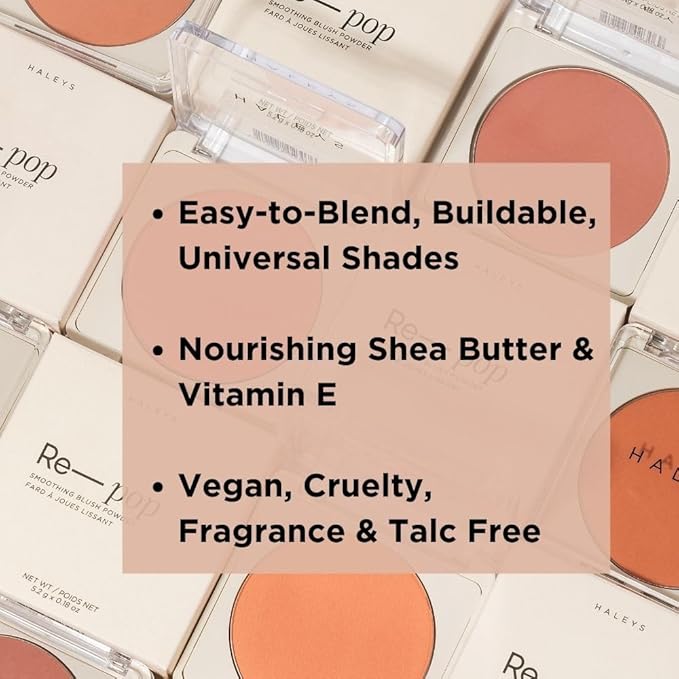 HALEYS Re-pop Smoothing Powder Blush (Love Bite) - Pigmented, Easy Blending, Longwear, Buildable, Talc-Free, V + CF