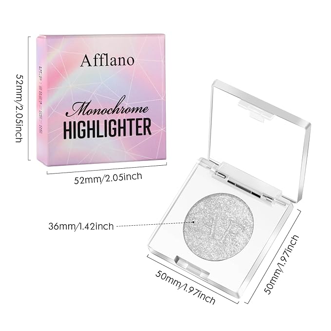 Highlighter Makeup Palette, Long Lasting New Formula, Pearlescent Silver-White Shimmer, Sheer Base, Ideal for Face and Body Contour and Cheek Highlight (#06) Silver White Pearlescent Shimmer