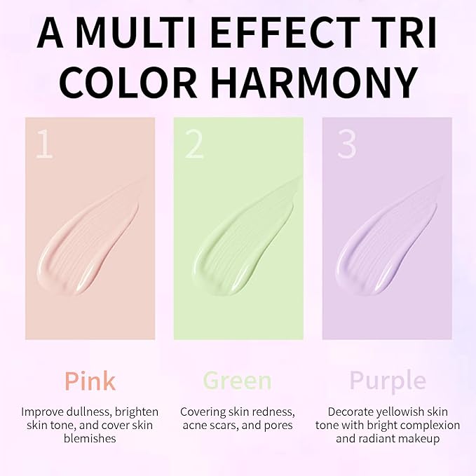 3 In 1 Primer for Face Before Makeup, Isolation Cream, Long Lasting Foundation Primer, Oil Control Waterproof & Sweat-Proof, Suitable for All Skin Types