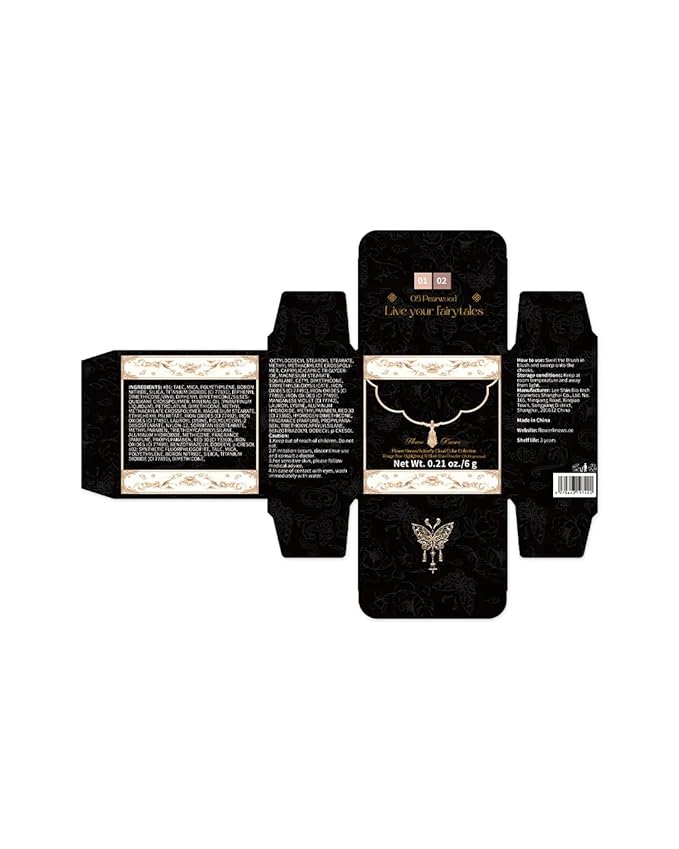 Flower Knows Butterfly Cloud Collar Rouge Box Highlighting & Blush Duo Powder,Brown Matte Finish Blush & Highlighter Palette,Buildable & Blendable Makeup Blush for cheeks(05 Pearwood)
