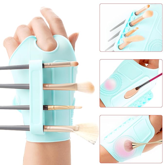 Makeup Mixing Palette Wrist Strap,Foldable Makeup Brush Storage Palette,Silicone Hand Wrist Makeup mixing tray Draw Assistance Tool for Small to Medium Brush